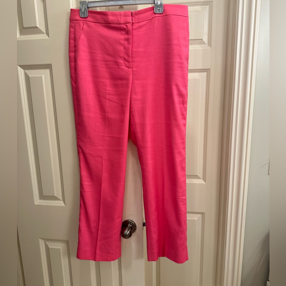 J Crew Kate straight-leg pant in stretch linen blend, size 12, pink